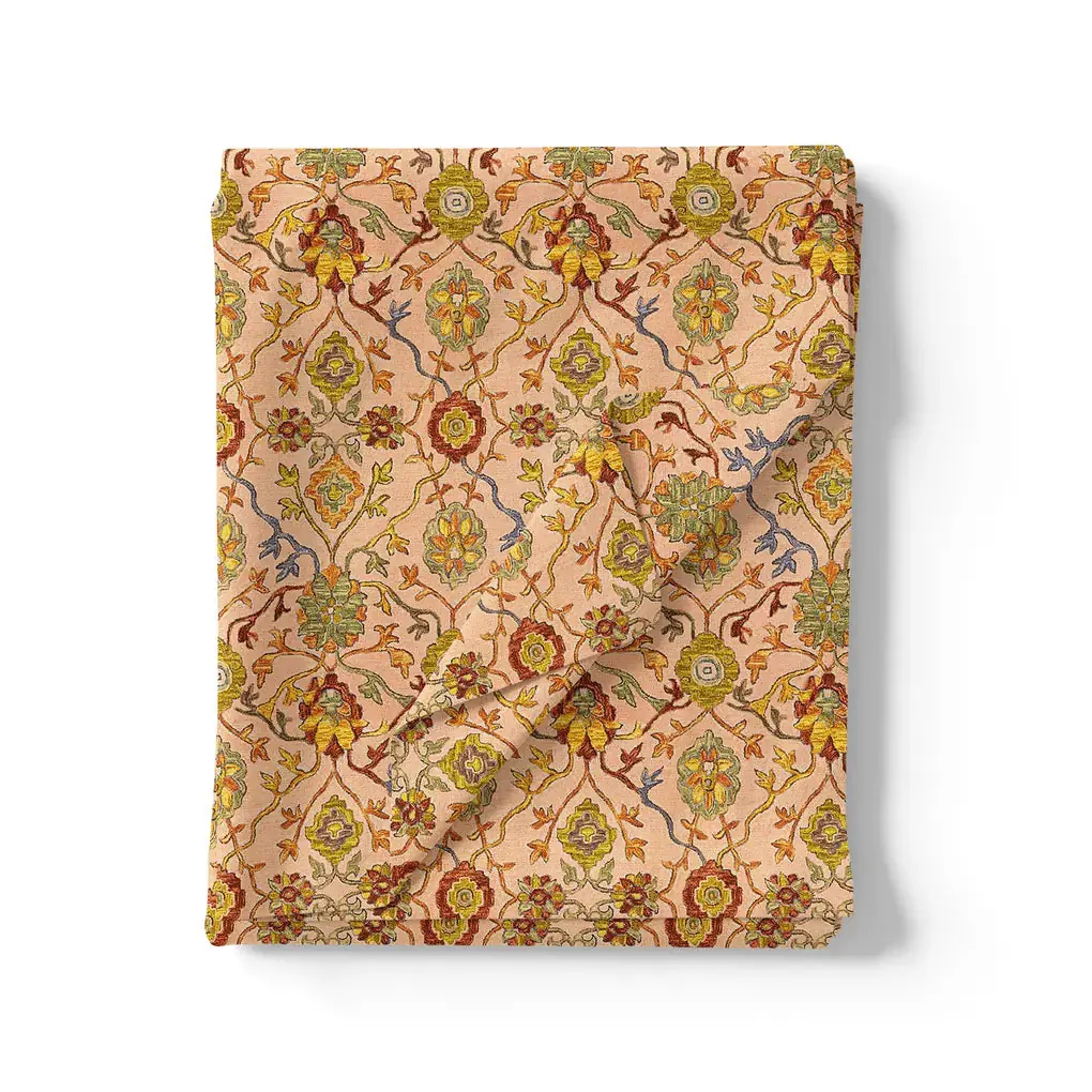 Brown Jecobean Pure Georgette Printed Fabric Material - Image 3