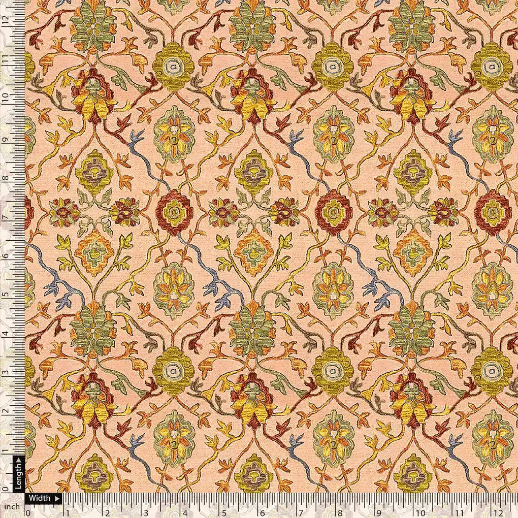 Brown Jecobean Pure Georgette Printed Fabric Material - Image 5