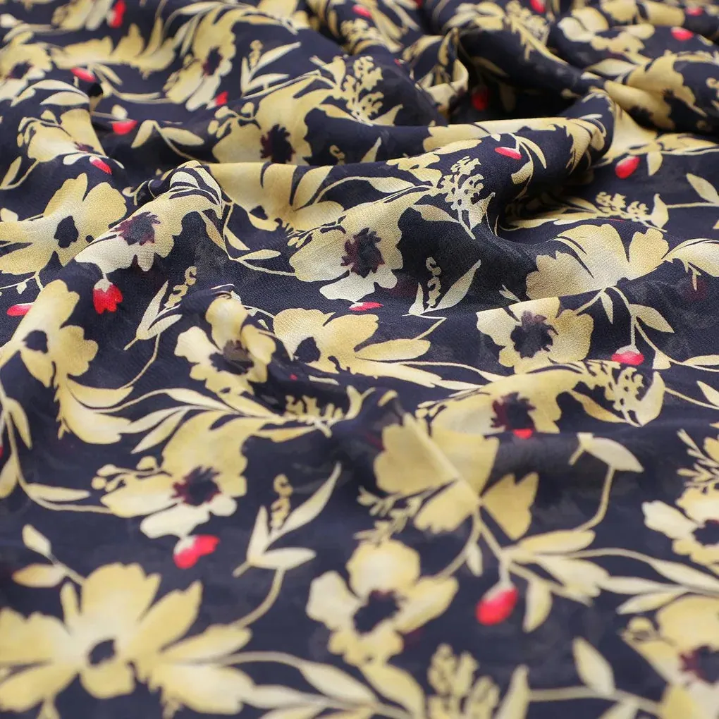 Green Leaves Printed Pure Georgette Fabric - Image 3