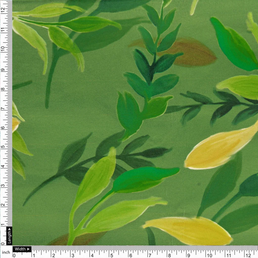 Green Leaves Printed Fabric - Image 4
