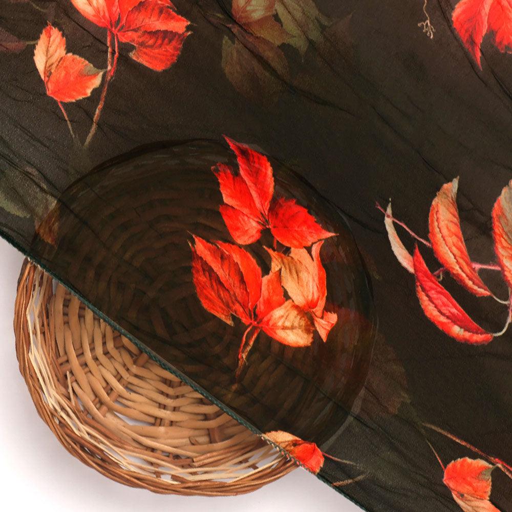 Green Leaves Pure Georgette Printed Fabric - Image 2