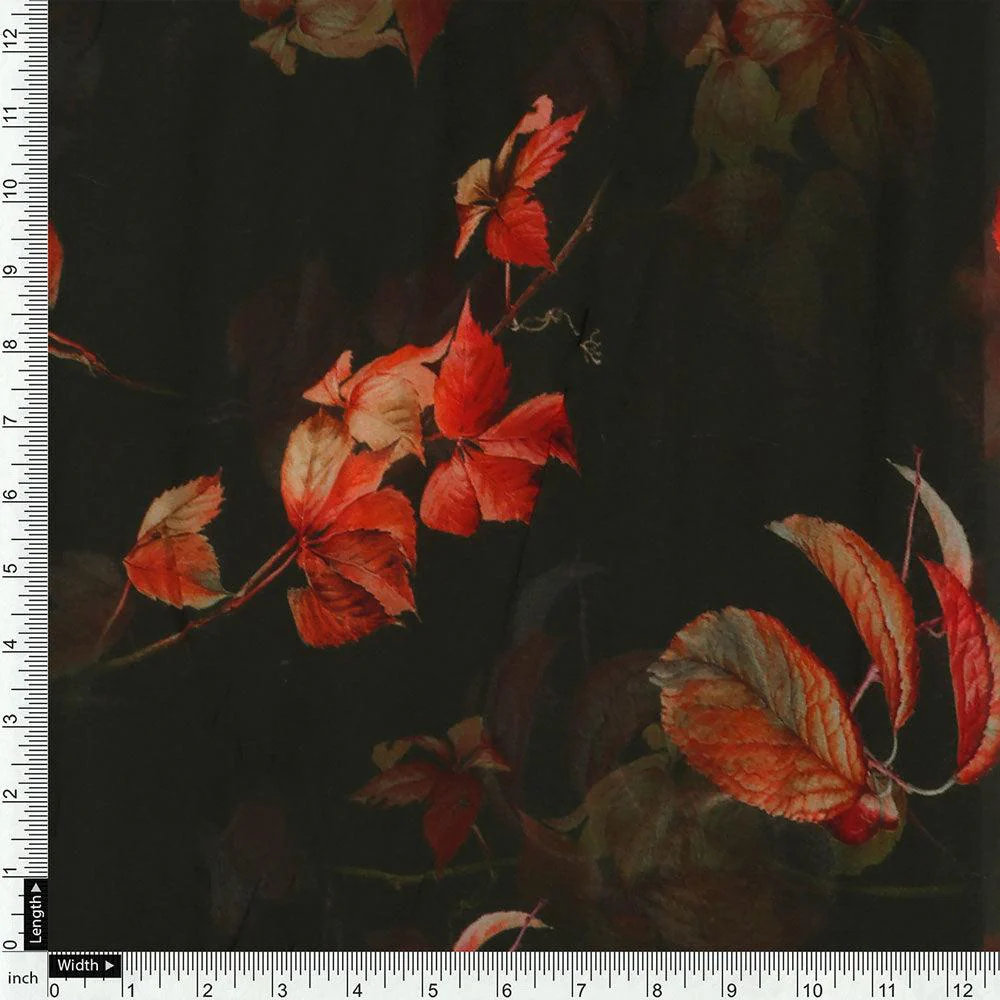 Green Leaves Pure Georgette Printed Fabric - Image 4