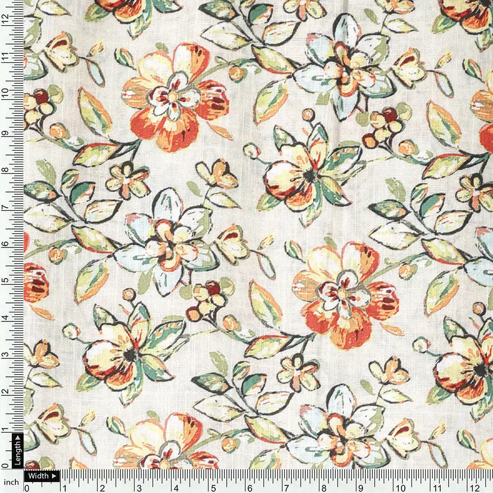 Green Linen Printed Unstitched Fabric Set (5 Meter Set) - Image 5