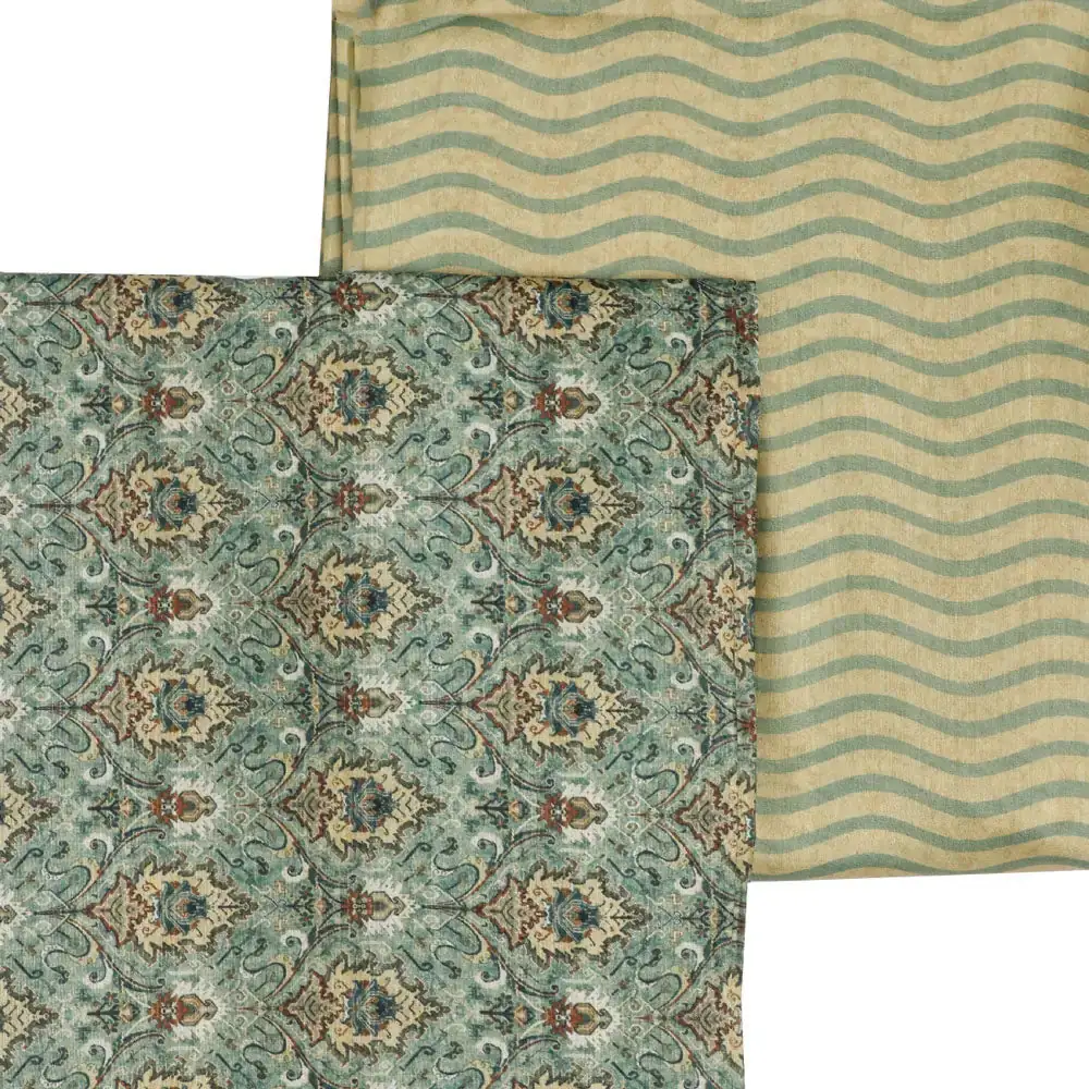 Green Mul Cotton Printed Unstitched Fabric Set (5 Meter Set) - Image 3