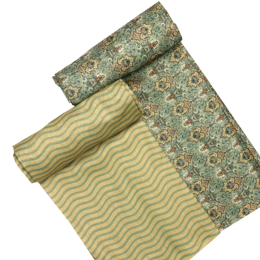 Green Mul Cotton Printed Unstitched Fabric Set (5 Meter Set) - Image 4