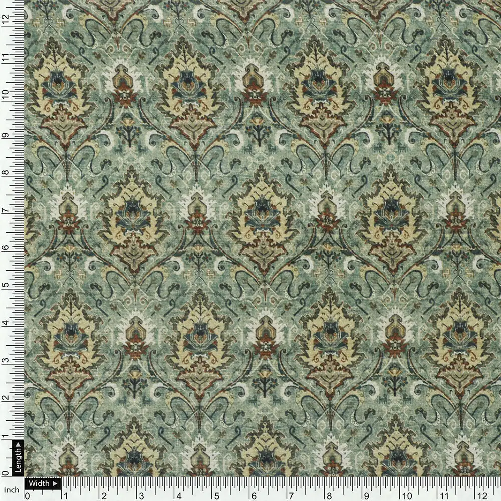 Green Mul Cotton Printed Unstitched Fabric Set (5 Meter Set) - Image 5