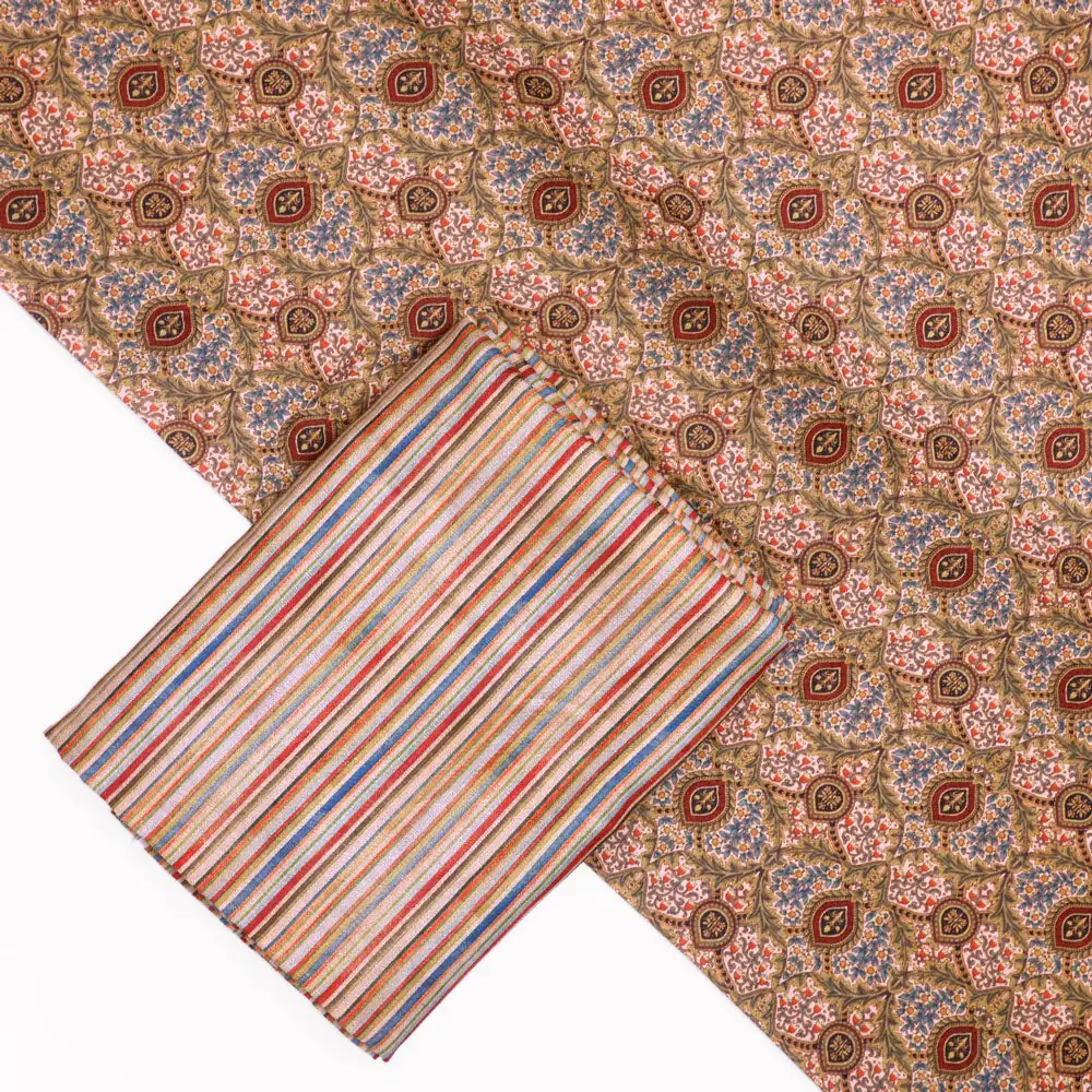 Green Mul Cotton Printed Unstitched Fabric Set (5 Meter Set) - Image 2