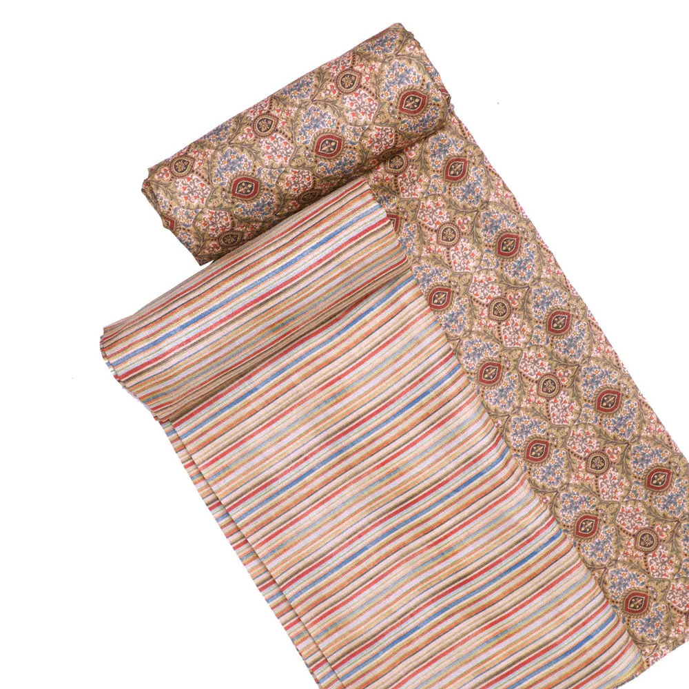 Green Mul Cotton Printed Unstitched Fabric Set (5 Meter Set) - Image 4