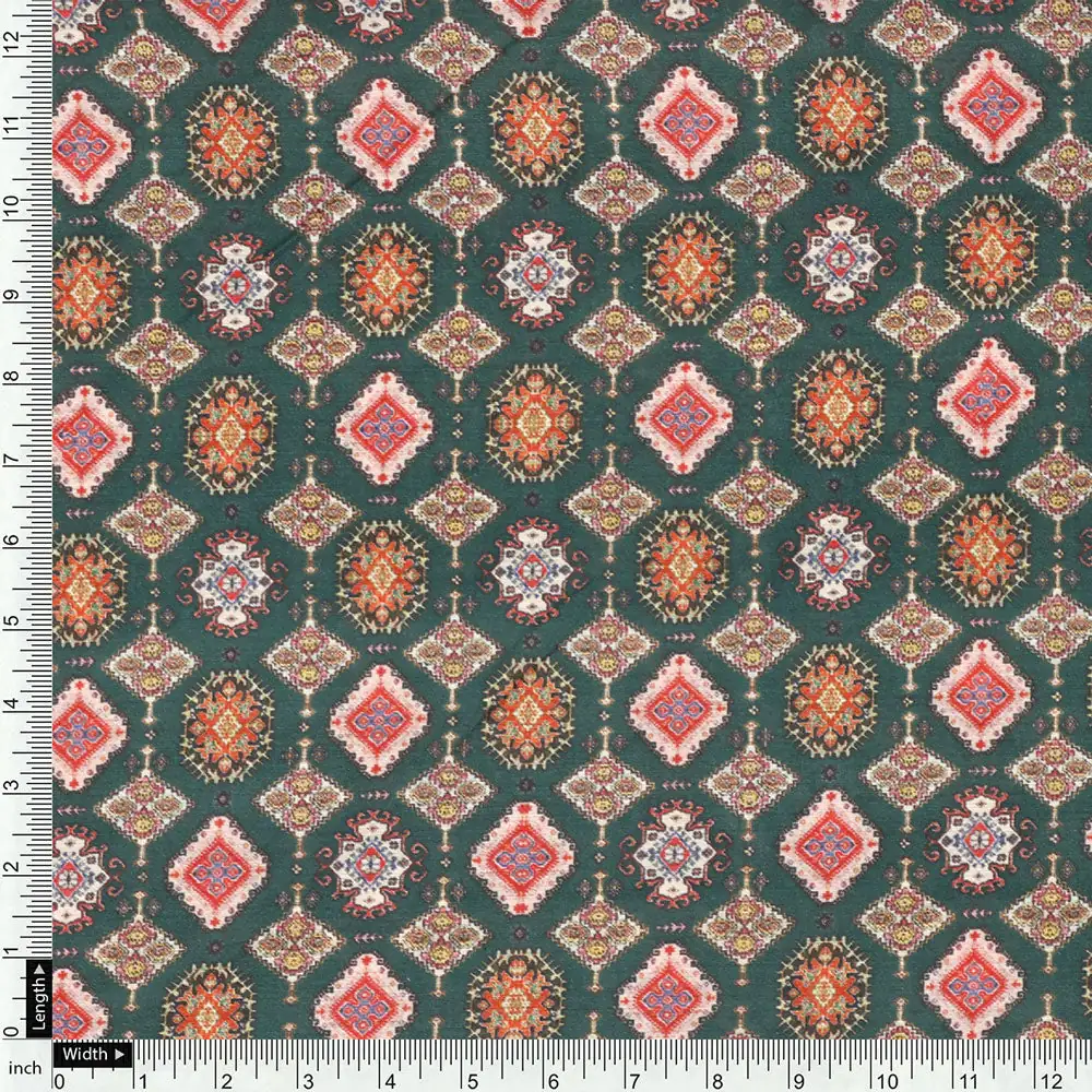 Green Mul Cotton Printed Unstitched Fabric Set (5 Meter Set) - Image 5