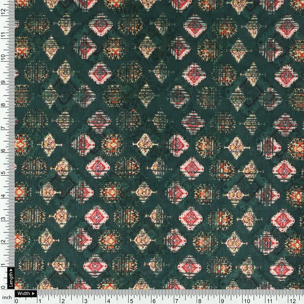 Green Mul Cotton Printed Unstitched Fabric Set (5 Meter Set) - Image 6