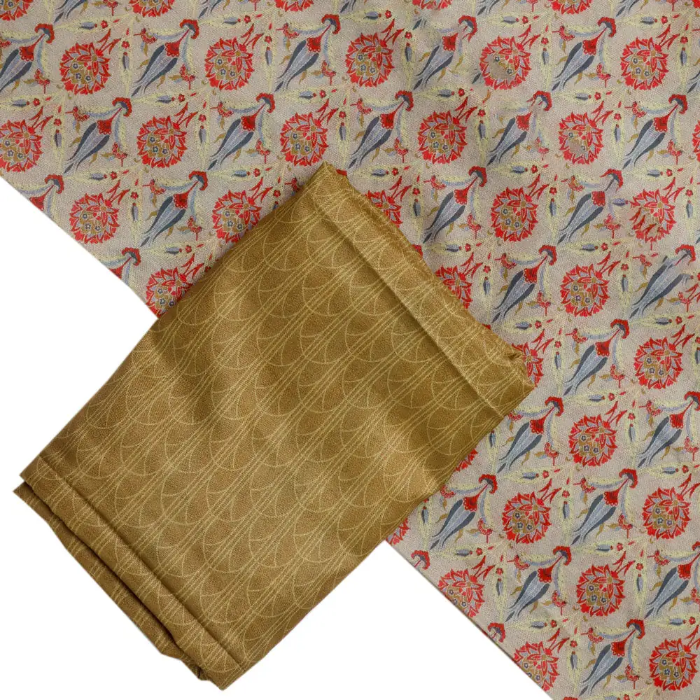 Green Muslin Printed Unstitched Fabric Set (5 Meter Set) - Image 2