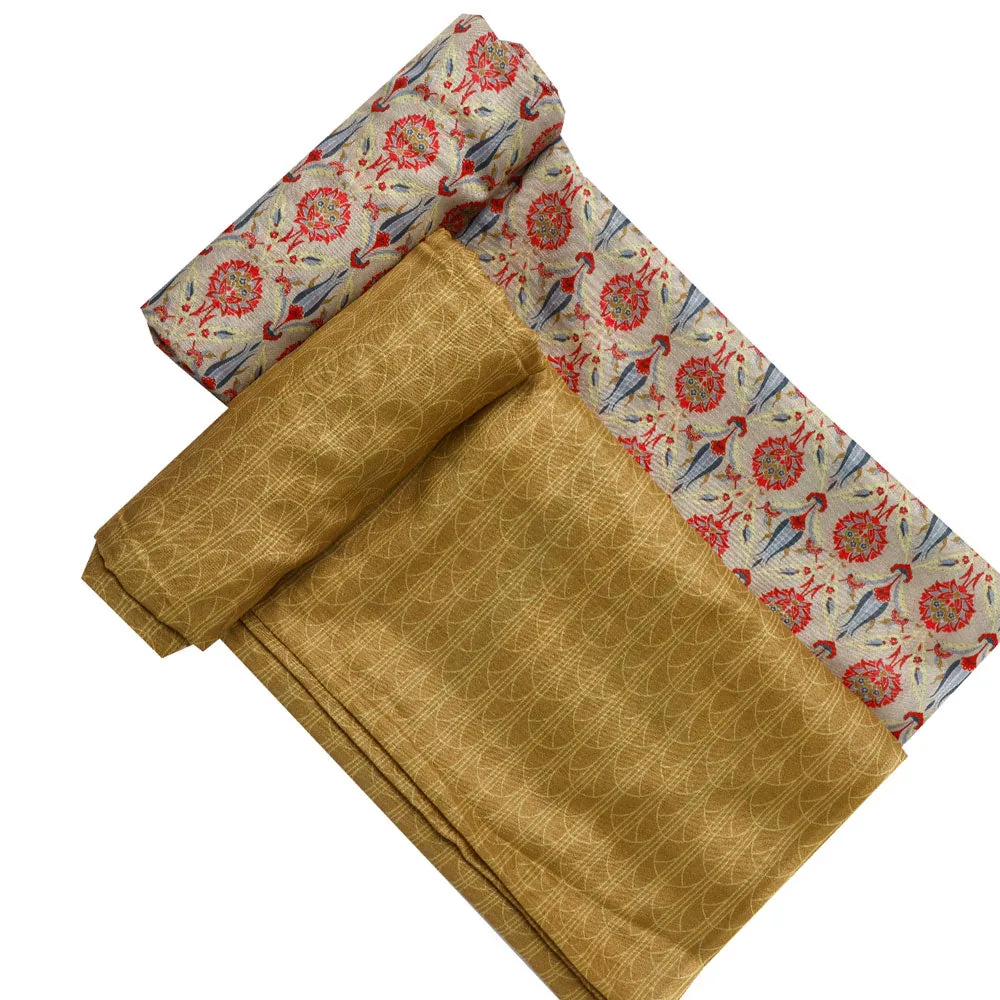 Green Muslin Printed Unstitched Fabric Set (5 Meter Set) - Image 4