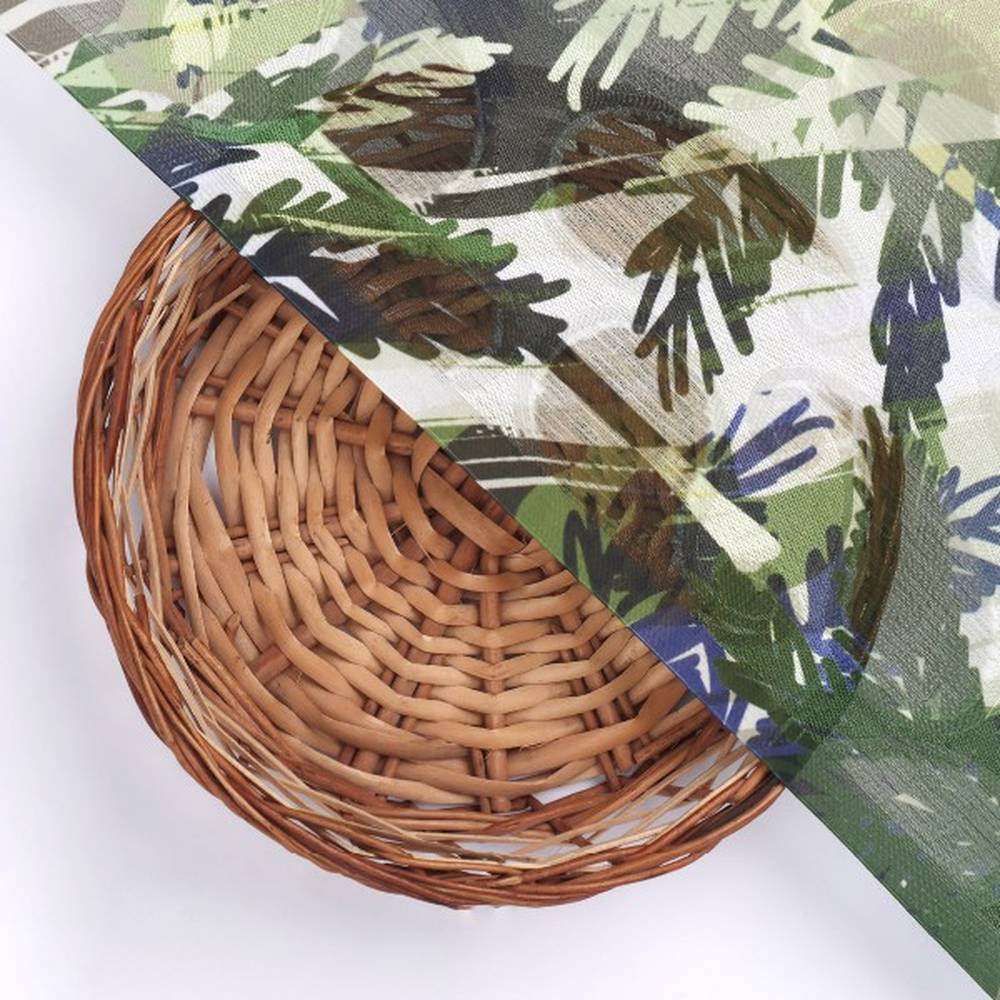 Green Tropical Camouflage Abstract Brasso Fabric - Image 2