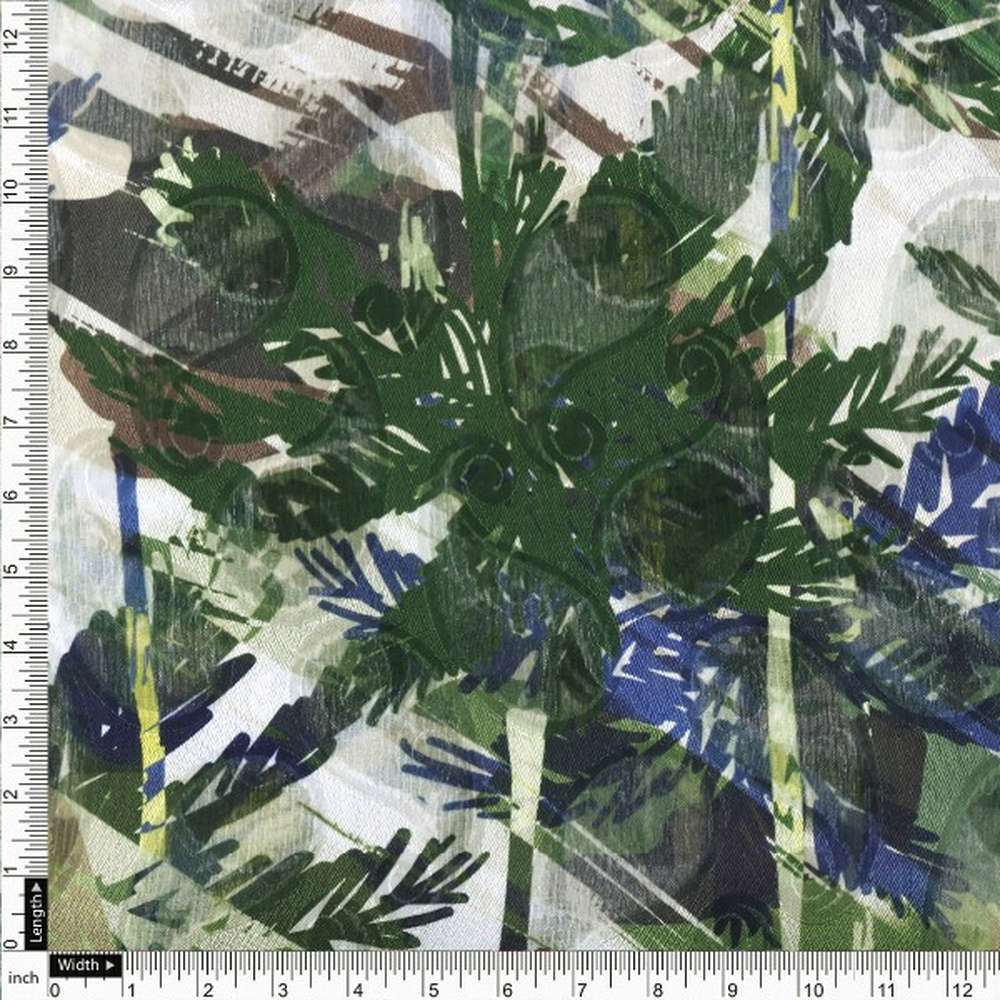 Green Tropical Camouflage Abstract Brasso Fabric - Image 4