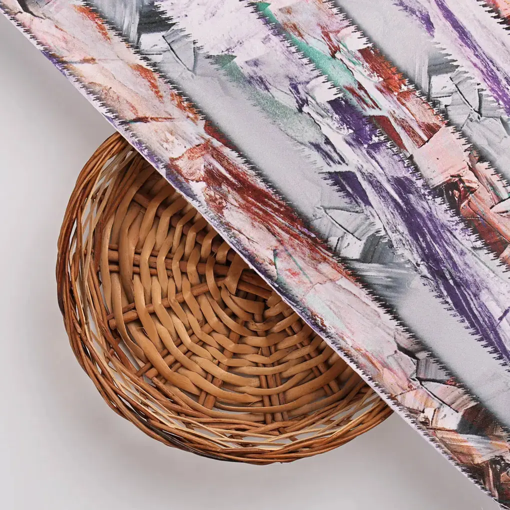 Grey and Multi Abstract Printed BSY Velvet Fabric - Image 3
