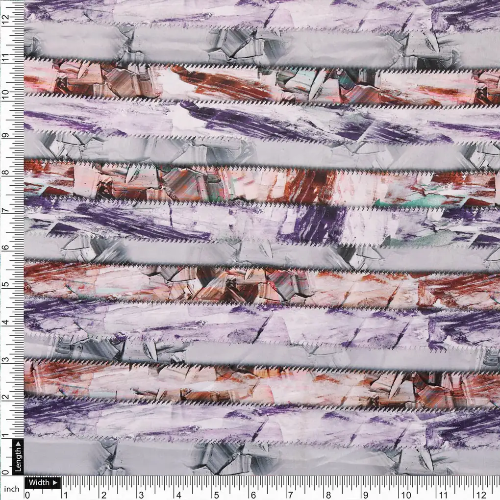 Grey and Multi Abstract Printed BSY Velvet Fabric - Image 4