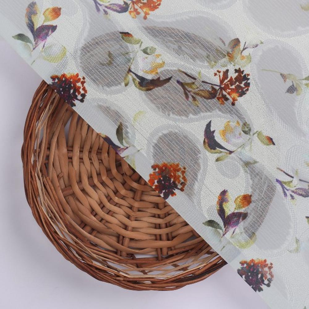 Grey Brasso Fabric with Autumnal Floral & Paisley Print - Image 3
