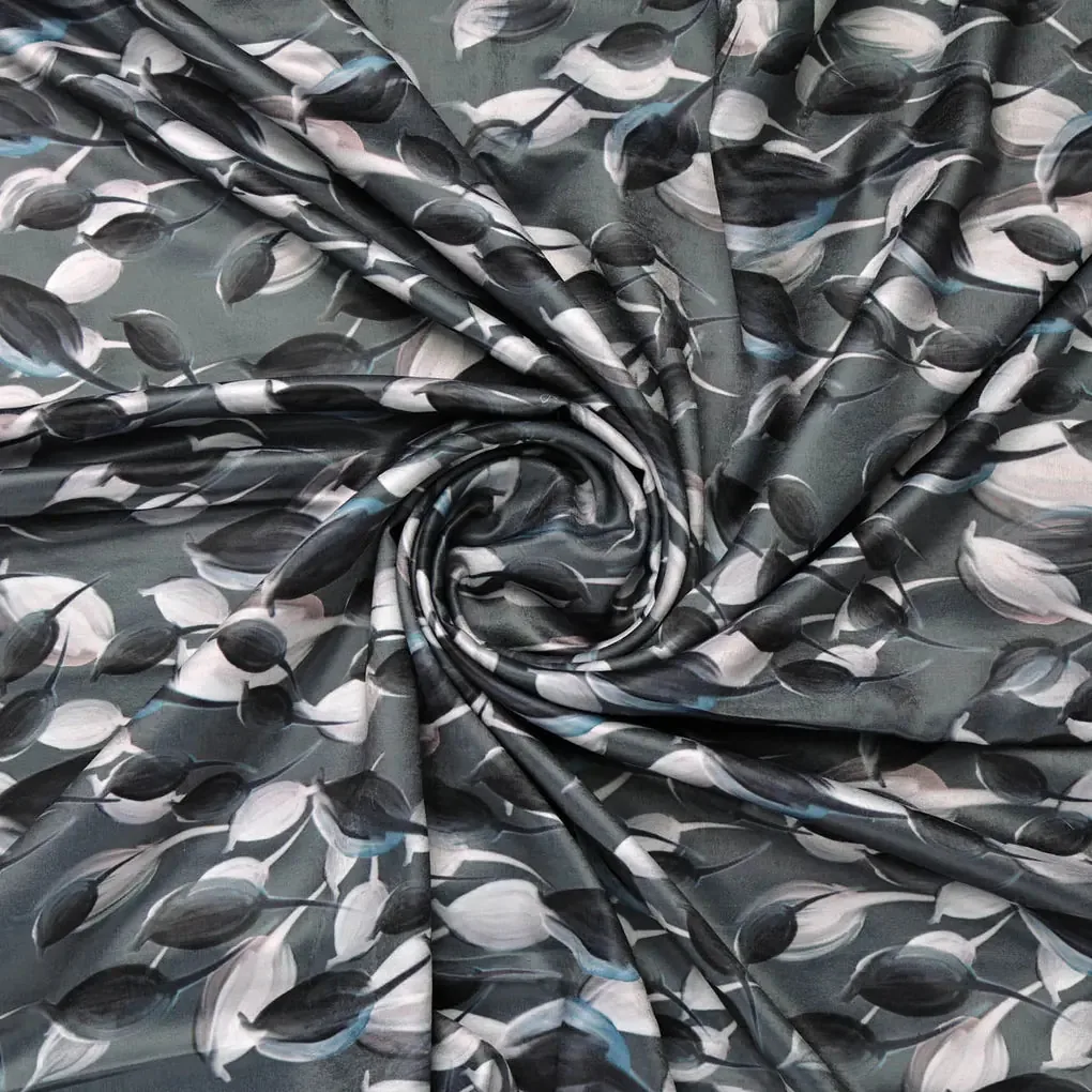 Grey Floral Fabric - Image 2