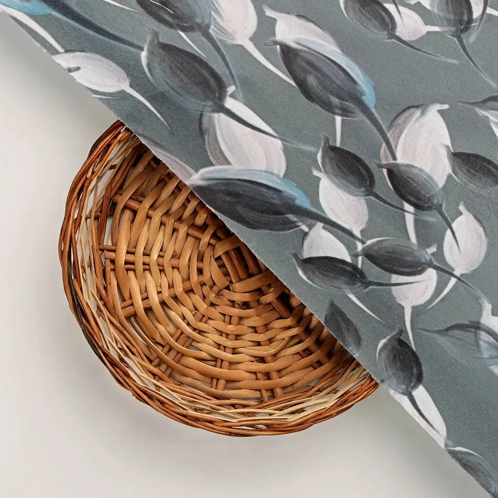 Grey Floral Fabric - Image 3