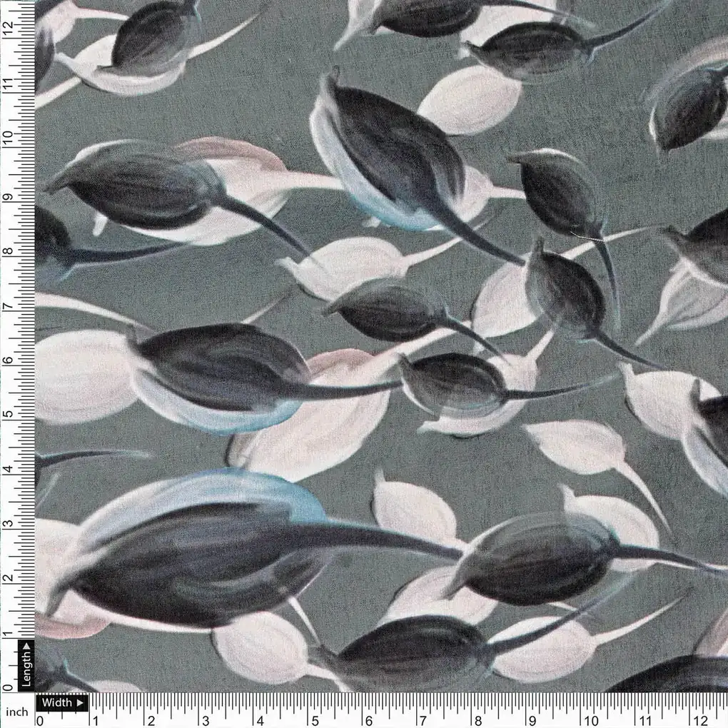 Grey Floral Fabric - Image 4