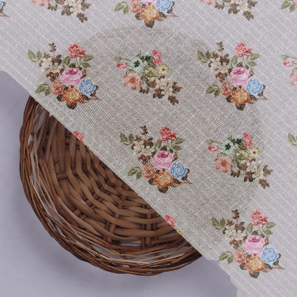 Grey Tusser Silk with Floral Bouquet Print - Image 3