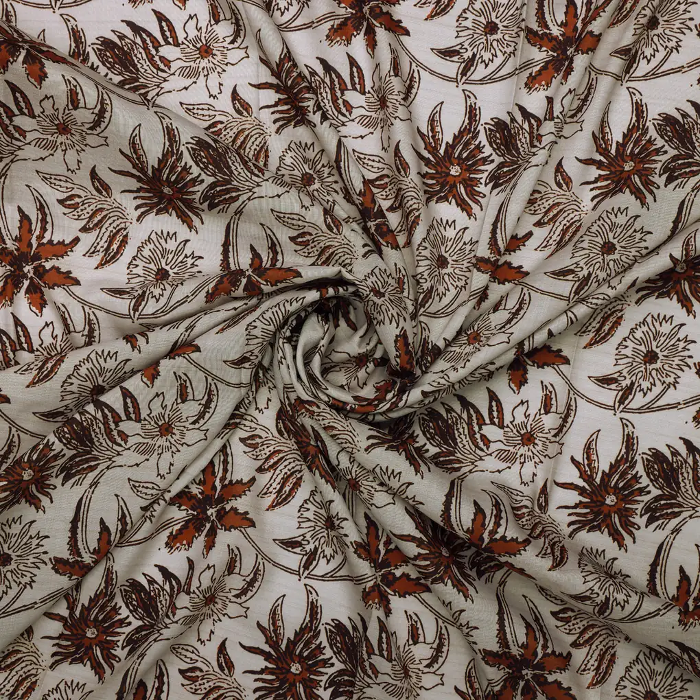 Hand Block Print Floral Muslin Fabric - Image 3