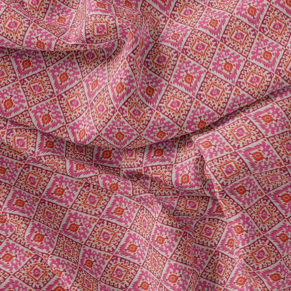 Hand Painted Argyle Pattern Digital Printed Fabric - Image 3