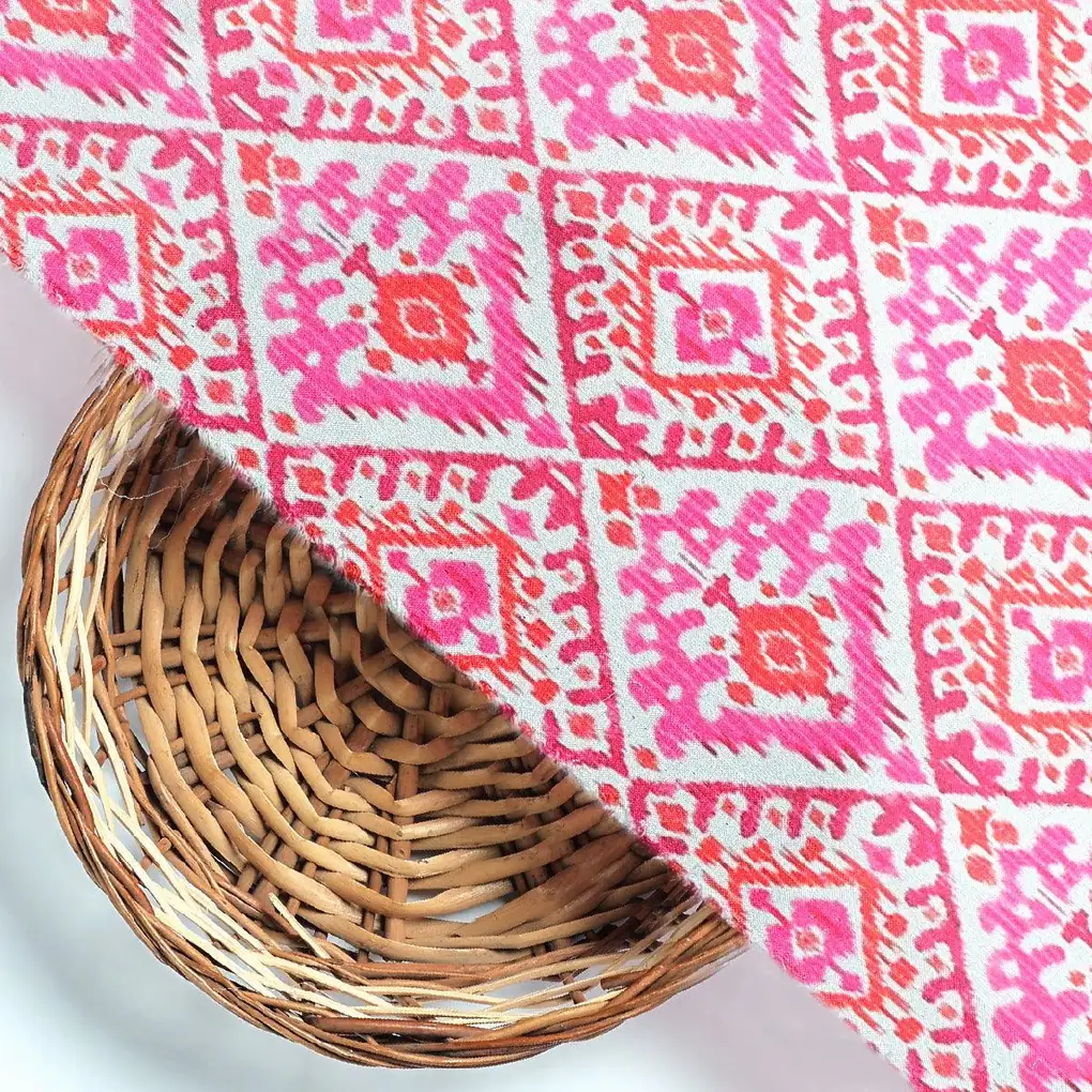 Hand Painted Argyle Pattern Digital Printed Fabric - Kora Silk - Image 2