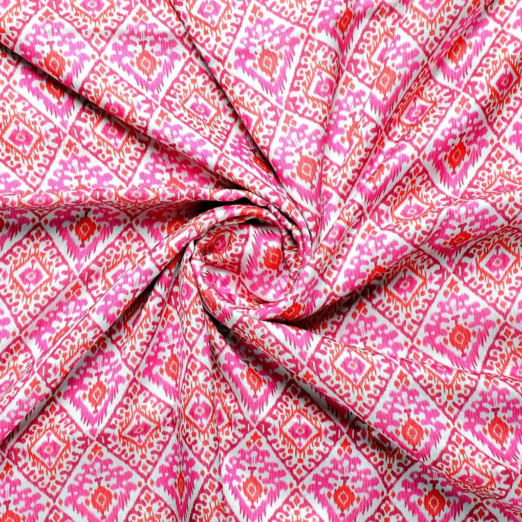 Hand Painted Argyle Pattern Digital Printed Fabric - Kora Silk - Image 3