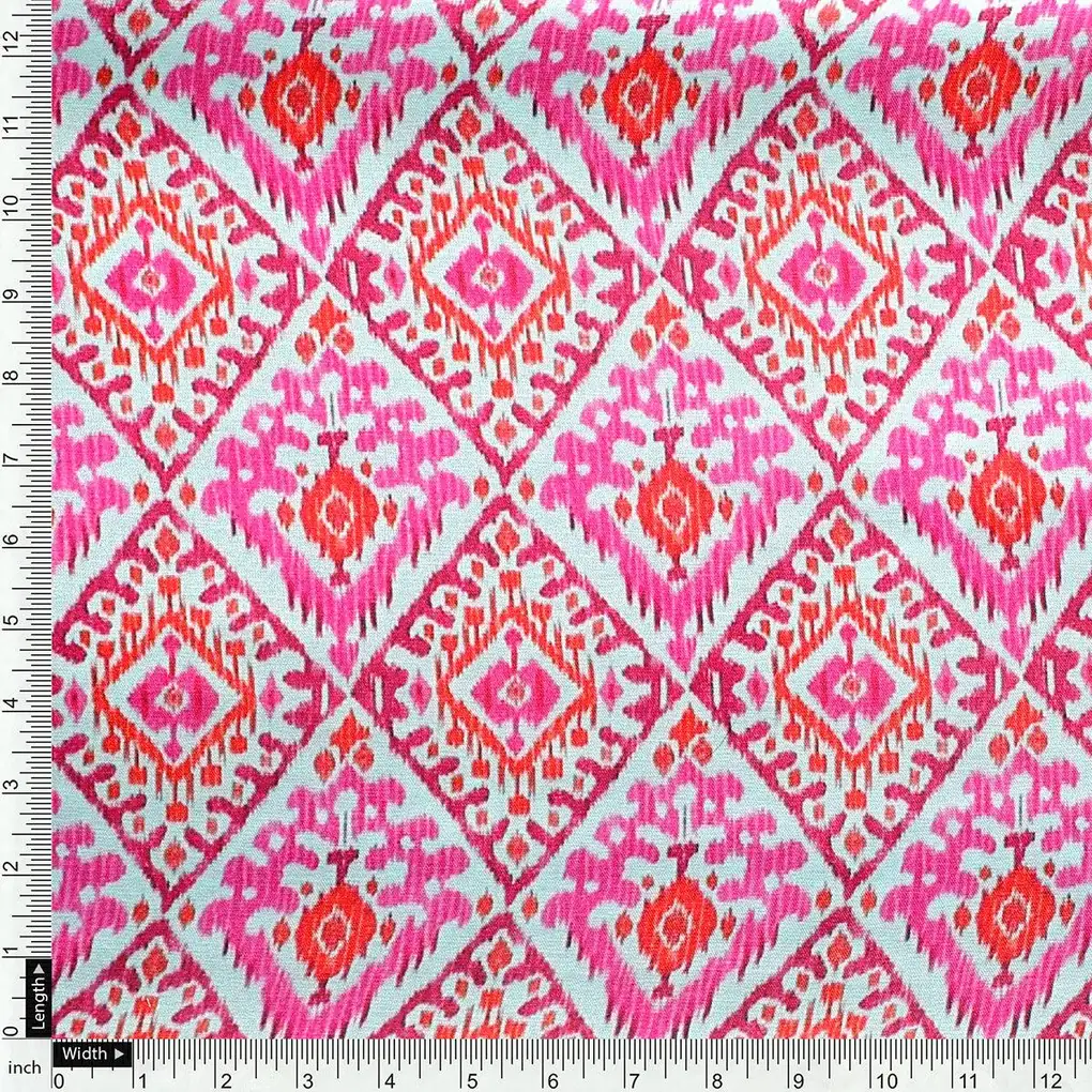 Hand Painted Argyle Pattern Digital Printed Fabric - Kora Silk - Image 4