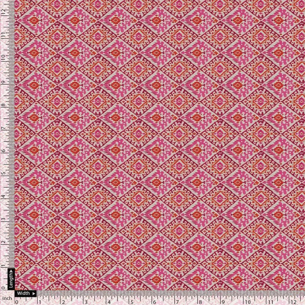 Hand Painted Argyle Pattern Digital Printed Fabric - Cotton - Image 4