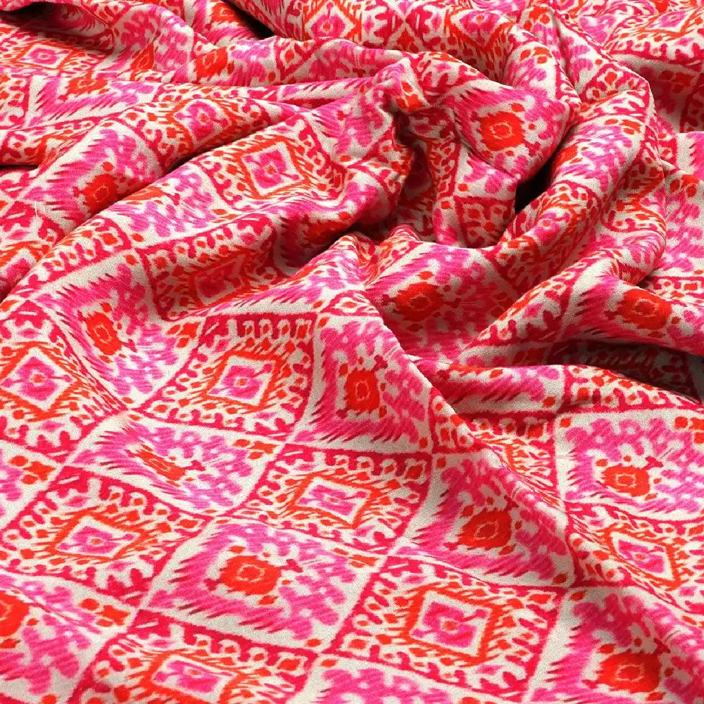 Hand Painted Argyle Pattern Digital Printed Fabric - Pure Muslin - Image 3