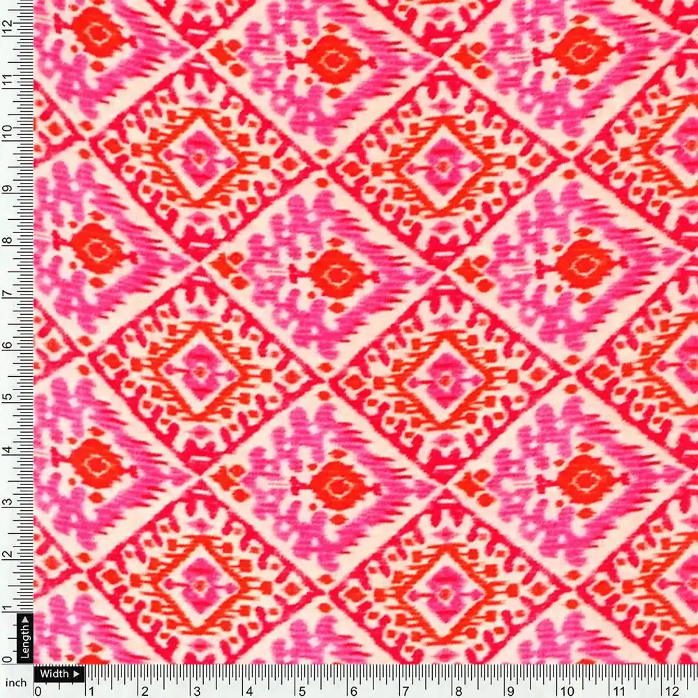 Hand Painted Argyle Pattern Digital Printed Fabric - Pure Muslin - Image 4