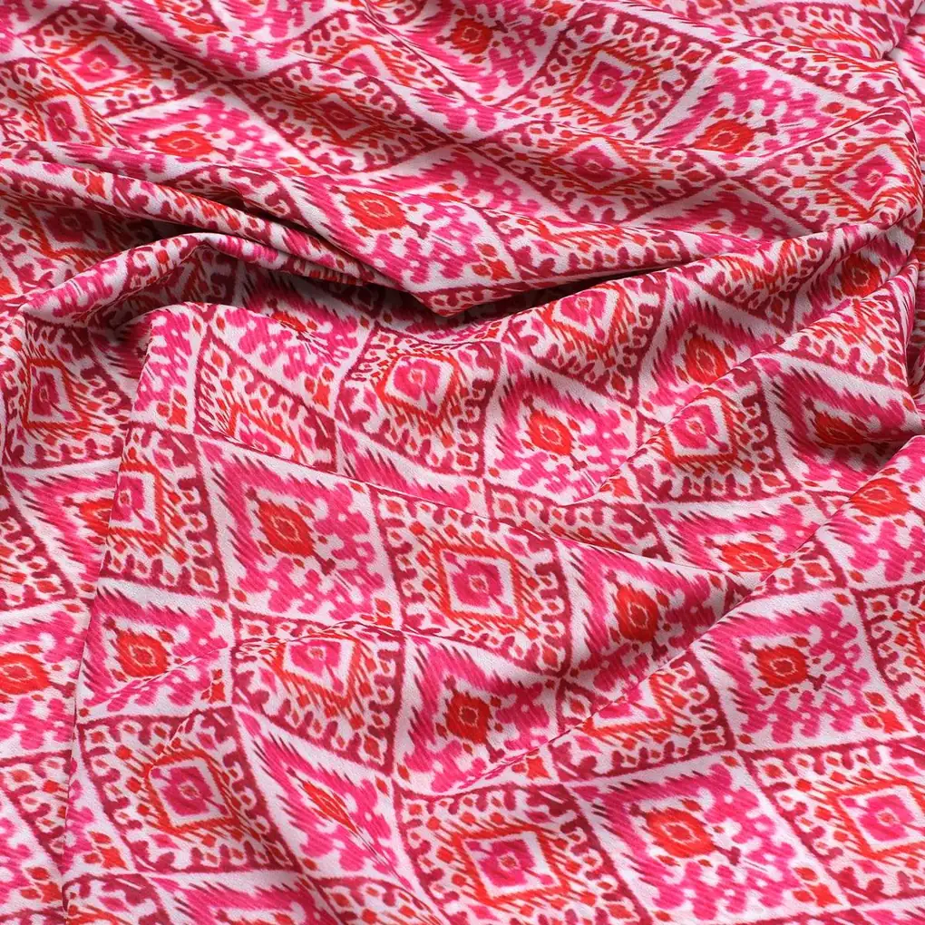 Hand Painted Argyle Pattern Digital Printed Fabric - Weightless - Image 3