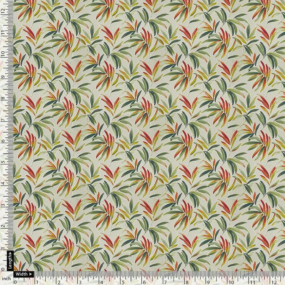 Hand Painted Leaves Allover Digital Printed Fabric - Image 4