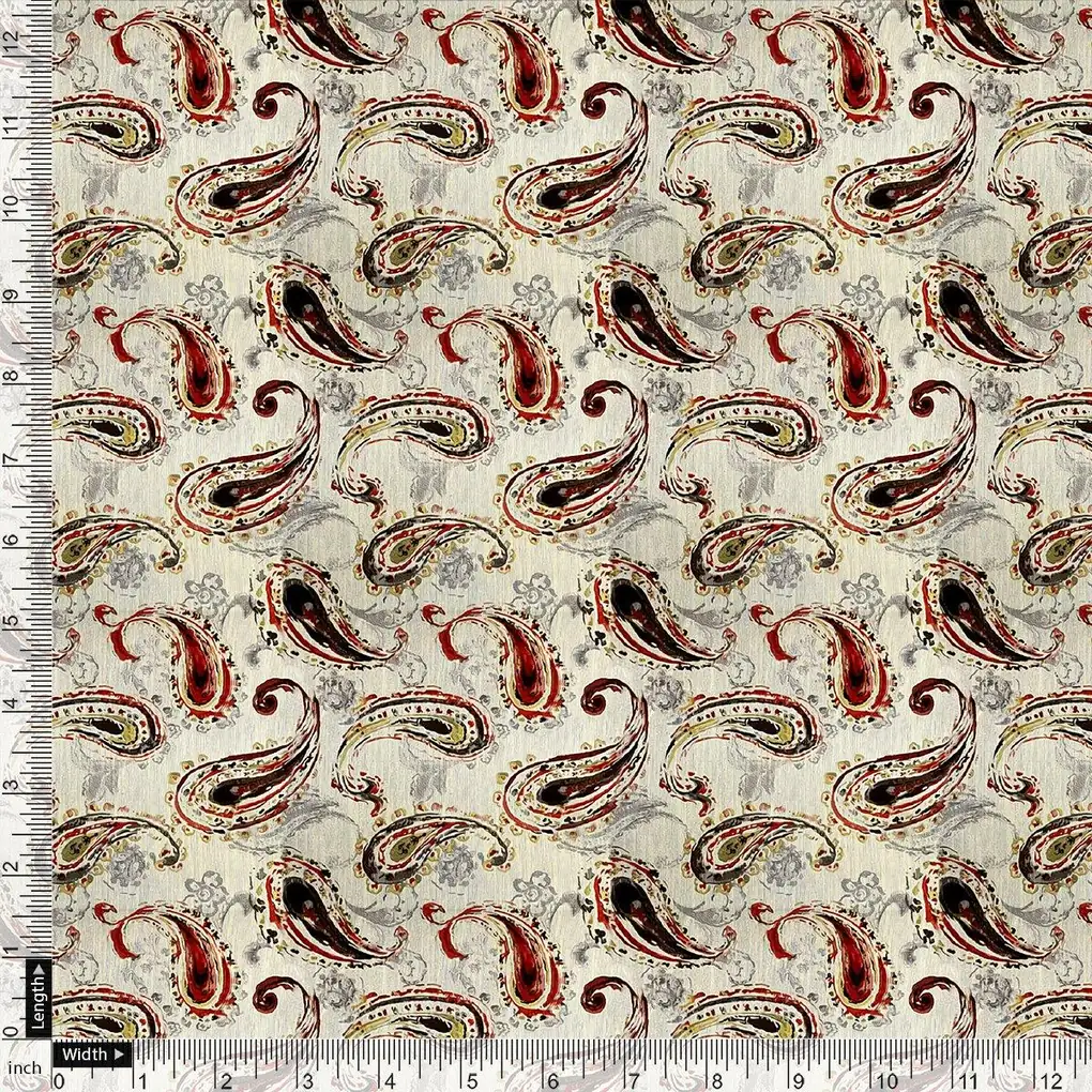 Hand Painted Look Motif Digital Printed Fabric - Image 4