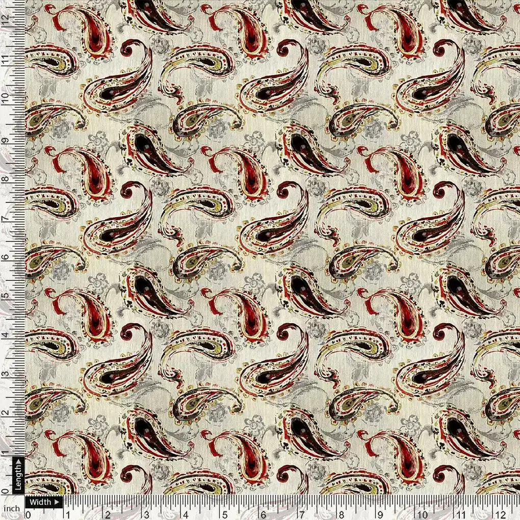 Hand Painted Look Motif Digital Printed Fabric - Tusser Silk - Image 4