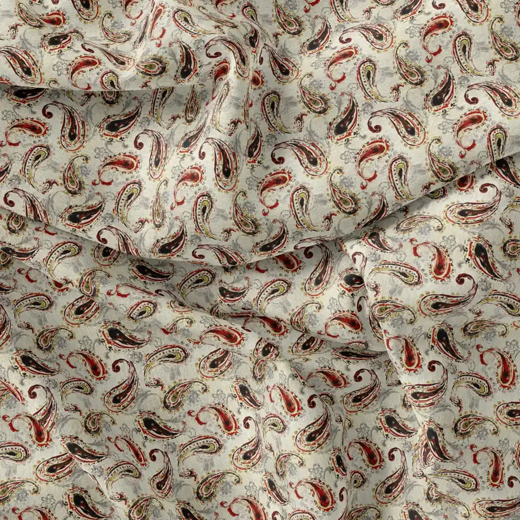 Hand Painted Look Motif Digital Printed Fabric - Upada Silk - Image 3