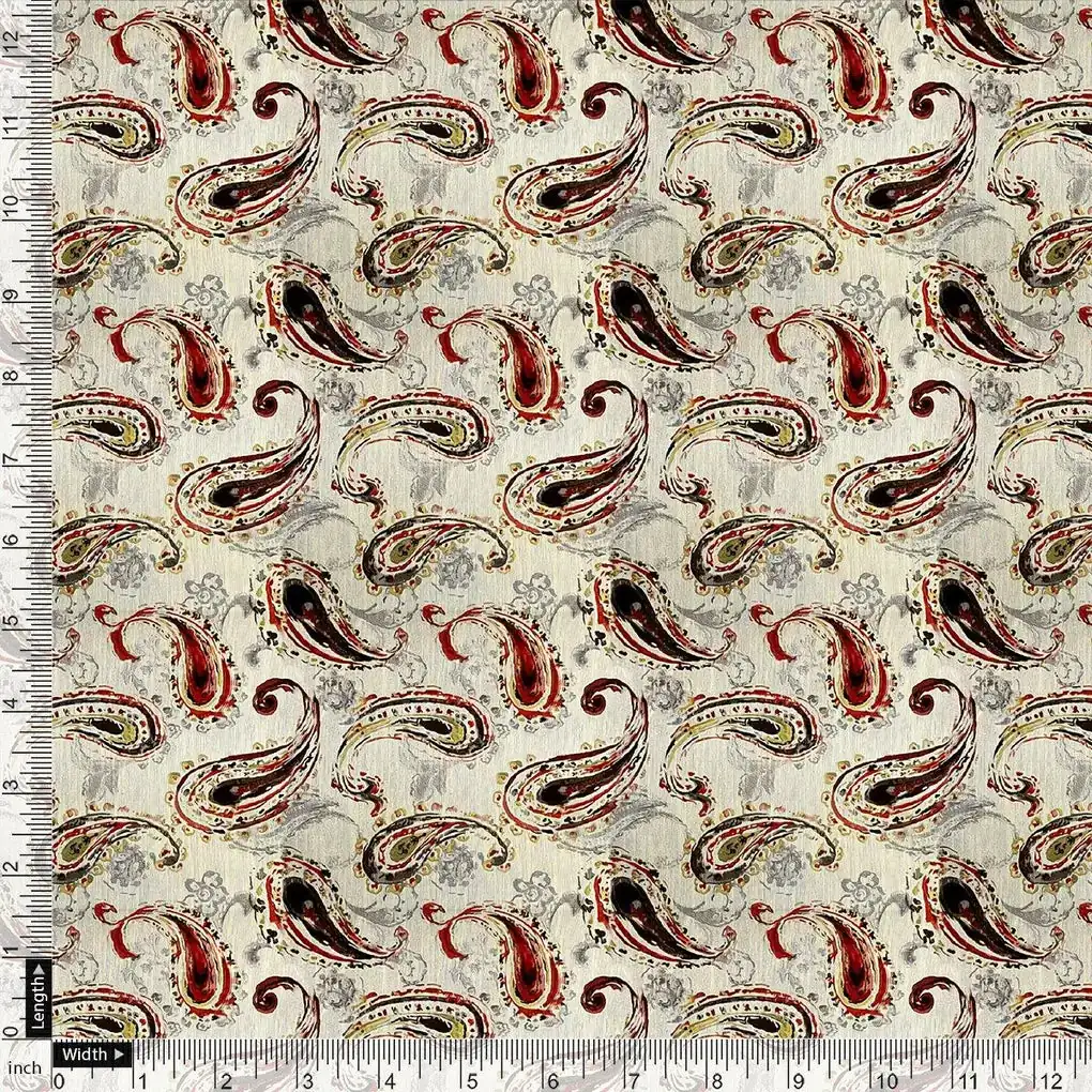 Hand Painted Look Motif Digital Printed Fabric - Upada Silk - Image 4