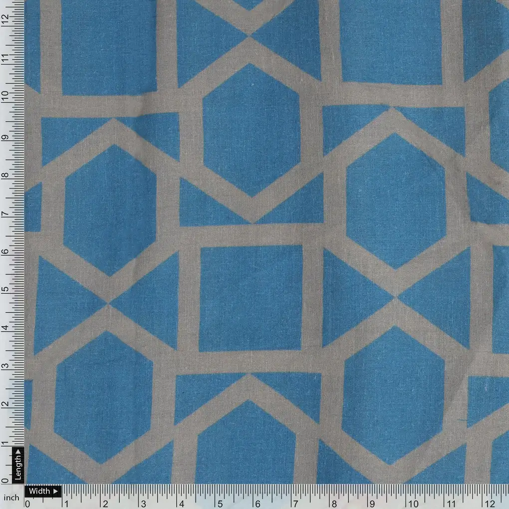 Harlequin Square And Hexagon Digital Printed Fabric - Pure Cotton - Image 4