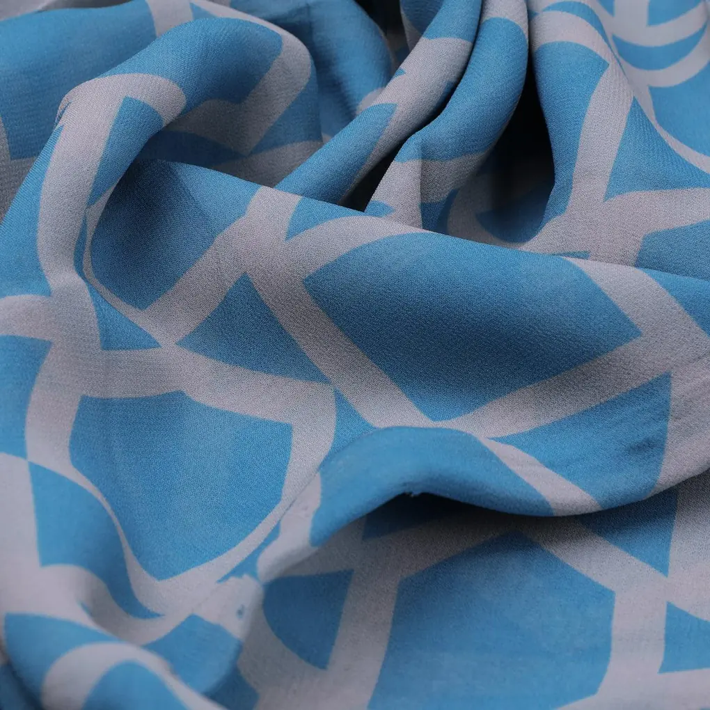Harlequin Square And Hexagon Digital Printed Fabric - Pure Georgette - Image 3
