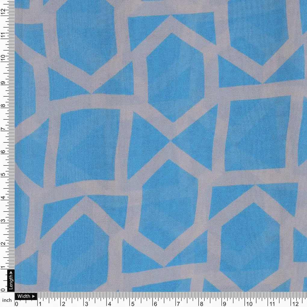 Harlequin Square And Hexagon Digital Printed Fabric - Pure Georgette - Image 4