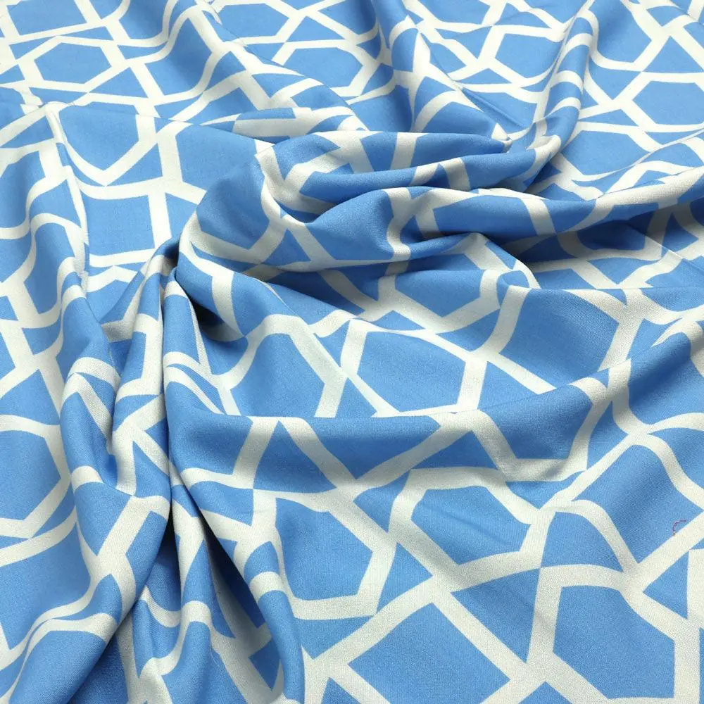 Harlequin Square And Hexagon Digital Printed Fabric - Rayon - Image 3