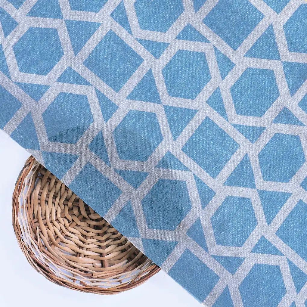 Harlequin Square And Hexagon Digital Printed Fabric - Tusser Silk - Image 2