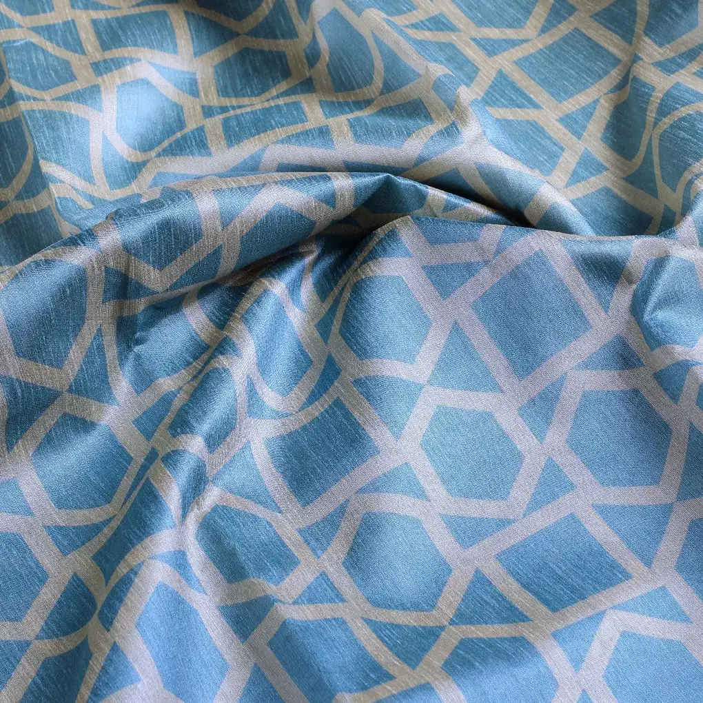 Harlequin Square And Hexagon Digital Printed Fabric - Tusser Silk - Image 3