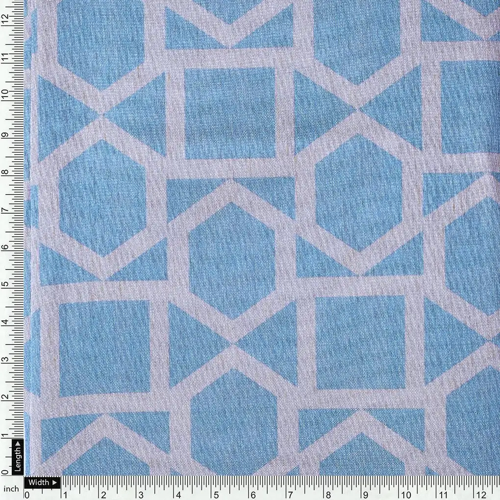 Harlequin Square And Hexagon Digital Printed Fabric - Tusser Silk - Image 4