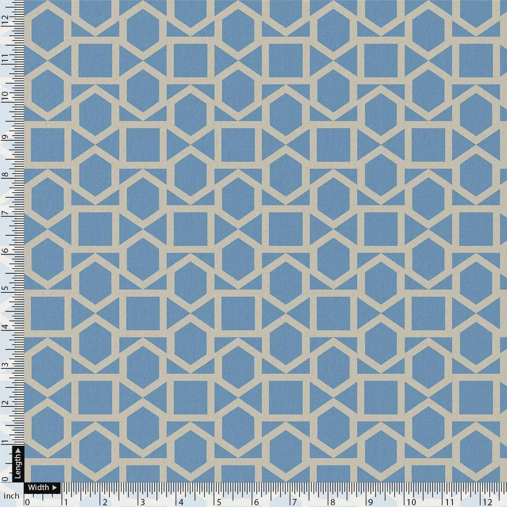 Harlequin Square And Hexagon Digital Printed Fabric - Upada Silk - Image 4