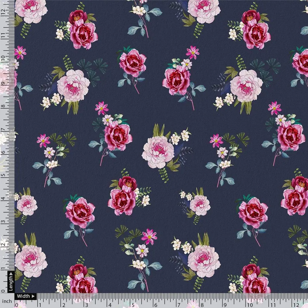 Harvest Red Pastel Wildflowers Digital Printed Fabric - Image 4