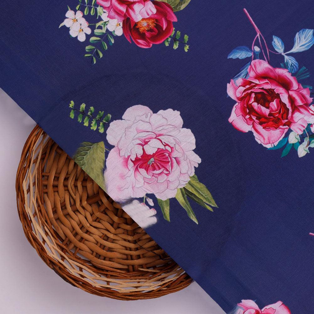 Harvest Red Pastel Wildflowers Digital Printed Fabric - Muslin - Image 2