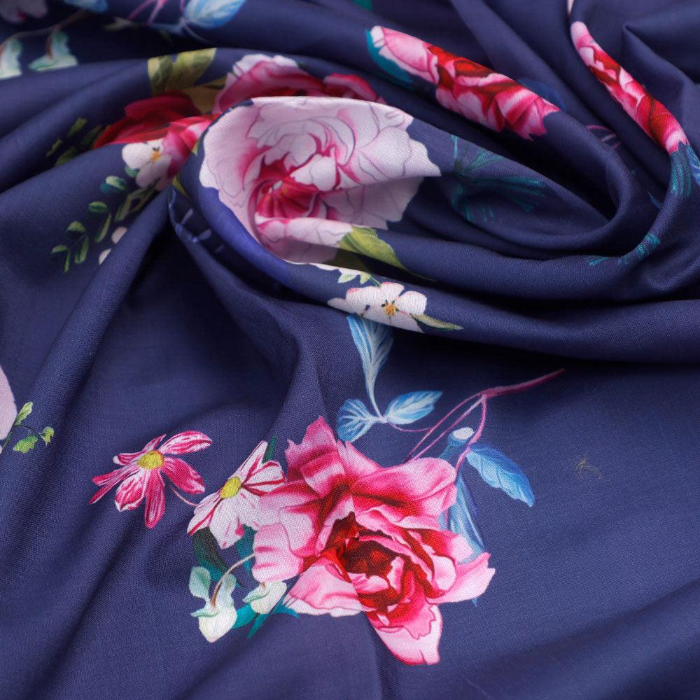 Harvest Red Pastel Wildflowers Digital Printed Fabric - Muslin - Image 3
